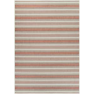 Monaco Marbella Coral Red-Ivory-Pewter 8 ft. x 11 ft. Indoor/Outdoor Area Rug