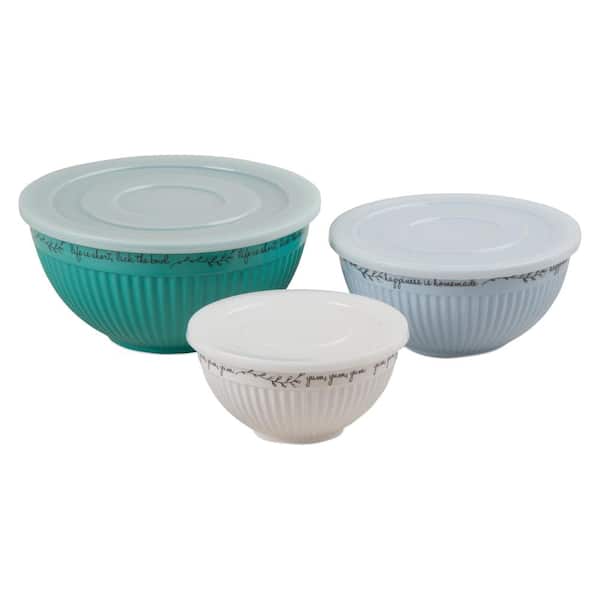 Tag Kitchen Quote 74 oz., 42 oz., 20 oz. Lidded Bowls in Blue (Set of 3)