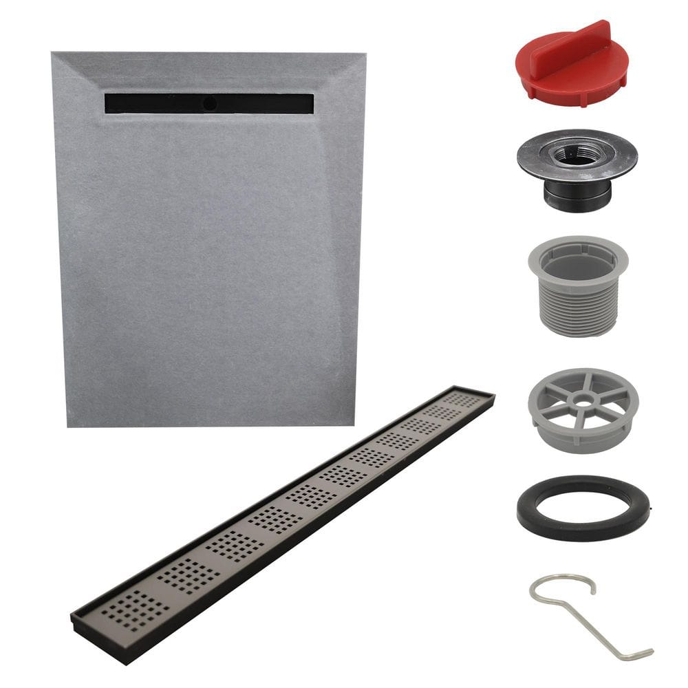 Watershield Shower System 48 in. x 60 in. Pre-sloped Envelope Linear Drain Pan with Black Square Punch Shower Kit price history on PriceWatchPro