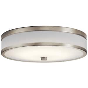 Pira 15 in. Brushed Nickel Integrated LED Traditional Hallway Flush Mount Ceiling Light