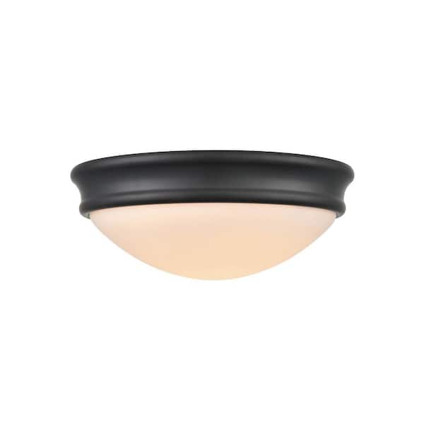 10 in. Outdoor 1-Light Matte Black Flush Mount