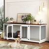 FUFU&GAGA 94.5 in. Wooden Heavy-Duty Dog Crate Kennel Cage with Divider for 2 Dogs, Extra Large Dog Crate House for XXL Large Dogs Y-THD-150195-0102-cc
