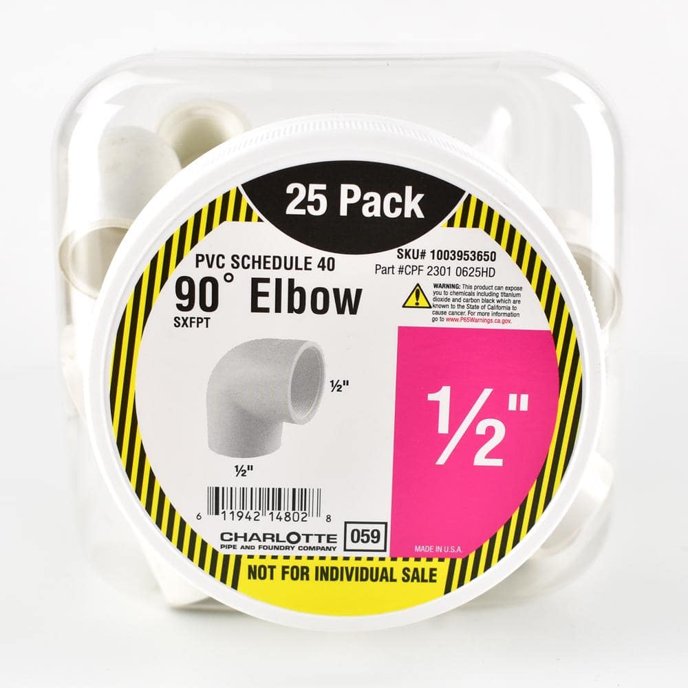【初版】Charlotte 1～5 Charlotte Pipe 1/2 in. PVC Elbow Socket x FPT Pro Pack (25-Pack