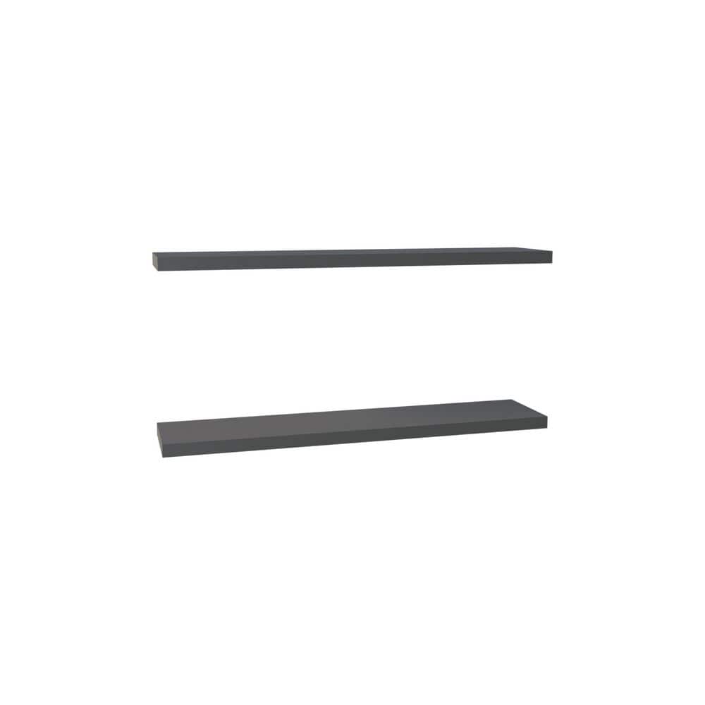 Grey 47.3 in. Wood Decorative Rectangle Stand, Floating Shelves (Set of 2),