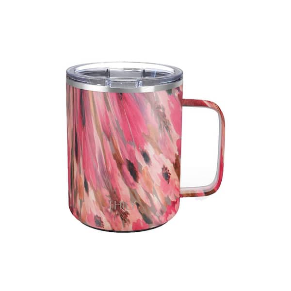 Adrinfly Vacuum 12 oz. Watercolor Flower Multi-Colored Insulated Stainless Steel Coffee Mug with Spill Proof