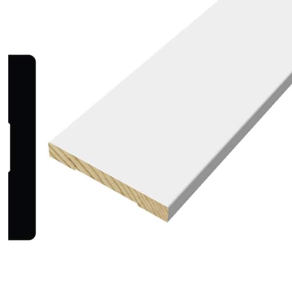 Alexandria Moulding LWM433 1/2 in. x 3-1/4 in. Primed Finger-Jointed Pine Wood Baseboard Molding