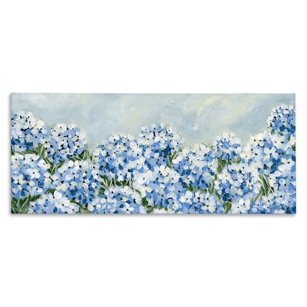 Blue Hydrangea Meadow by Yvette St. Amant Unframed Nature Graphic Art Print 20 in. x 48 in.