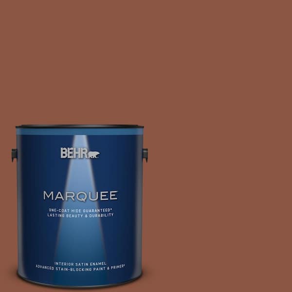 BEHR MARQUEE 1 gal. #S180-7 True Copper One-Coat Hide Satin Enamel Interior Paint & Primer