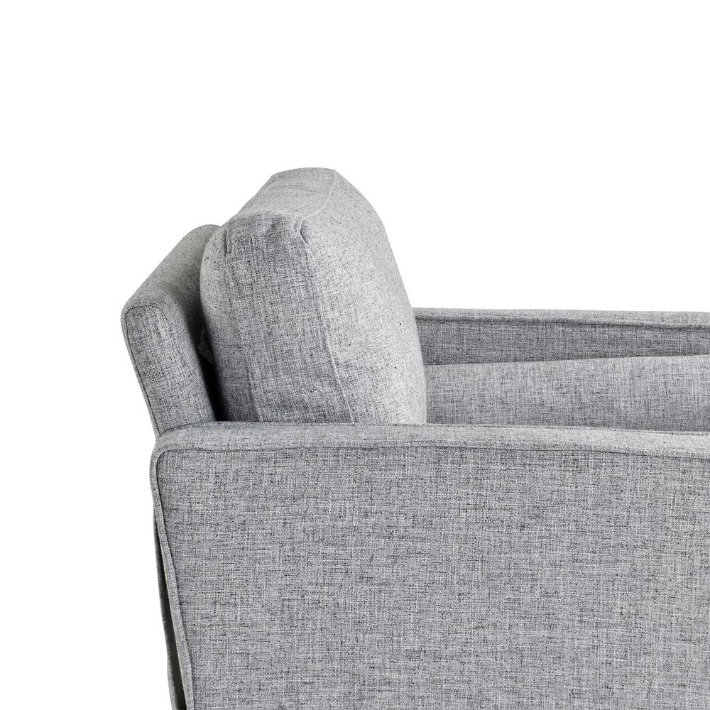 Light Gray Tufted Fabric Accent Chair with Wood Legs