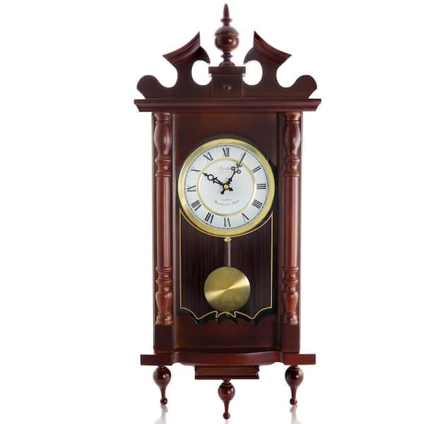 Bedford Clock Collection Cherry Oak Pendulum Wall Clock