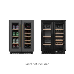 Reserve 24 in. French Door Dual Zone Panel Ready Undercounter with 20 Bottle Capacity Beverage and Wine Cooler in Black