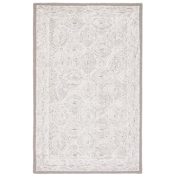 SAFAVIEH Abstract Beige/Ivory 5 ft. x 8 ft. Abstract Border Area Rug