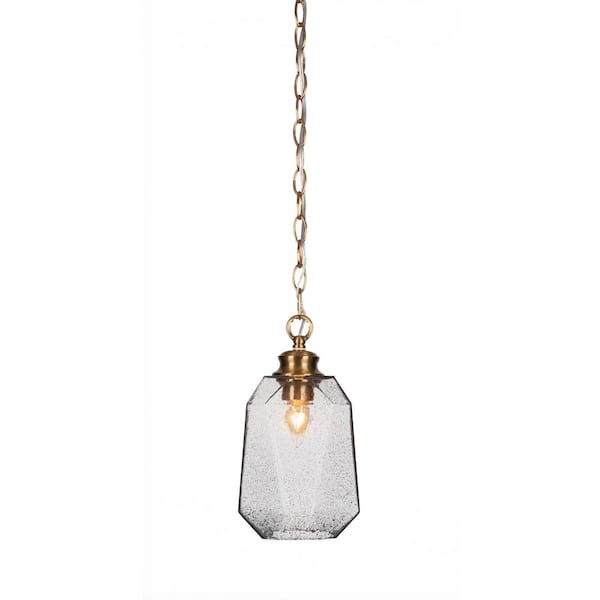 Unbranded Carlson 60-Watt 1-Light New Age Brass Shaded Mini Pendant Light with Glass Shade