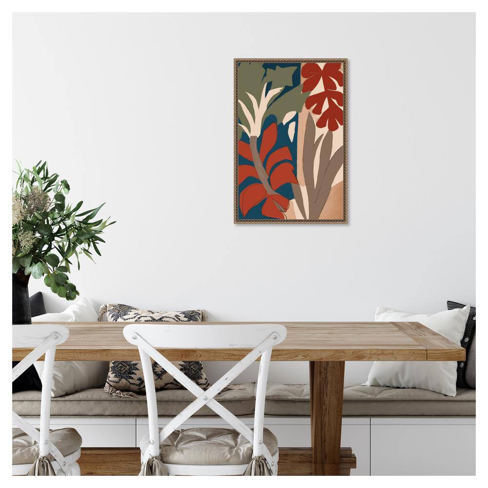 Botanical Abstract Beaded Framed Canvas Wall Art 16 x 23-in