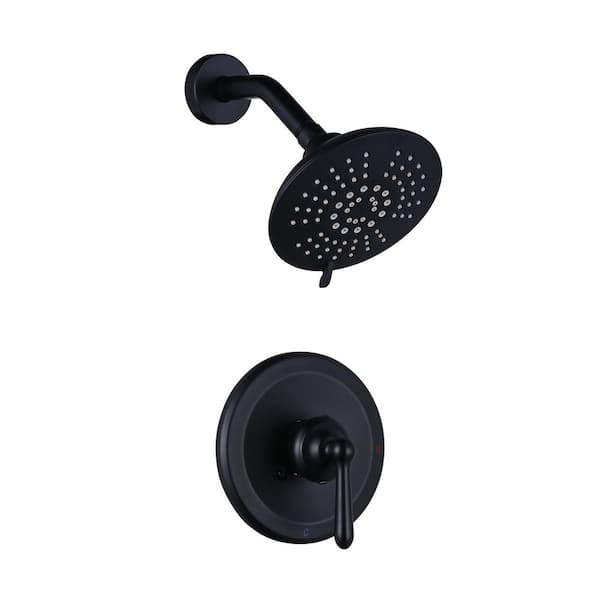 IVIGA Single Handle 5-Spray Shower Faucet 1.8 GPM with Brass Pressure Balance Rough-in. Valve Included in Matte Black