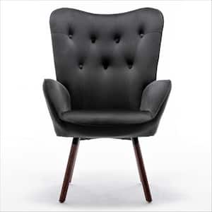Kreedence 26.38 in. W Black Microfiber Flared Arm Accent Chair