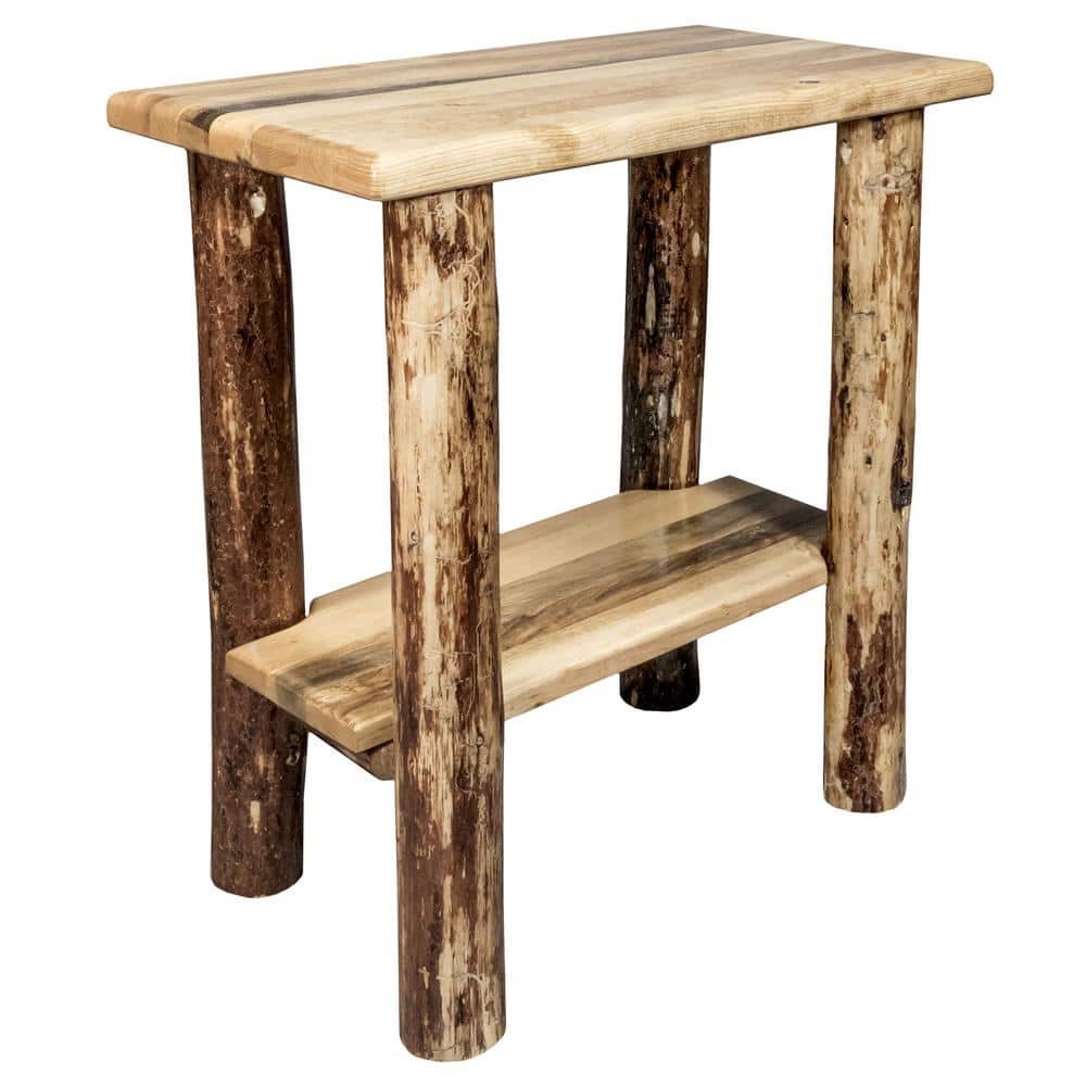 Glacier Country Hand-Crafted Lodge Pole Pine Chairside End Table