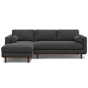 Morrison Mid Century 102 in. Straight Arm Woven-Blend Fabric Rectangle Left Sectional Sofa in. Charcoal Grey