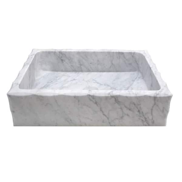 Eden Bath Antique Rectangular Vessel Sink in Honed Carrara Marble