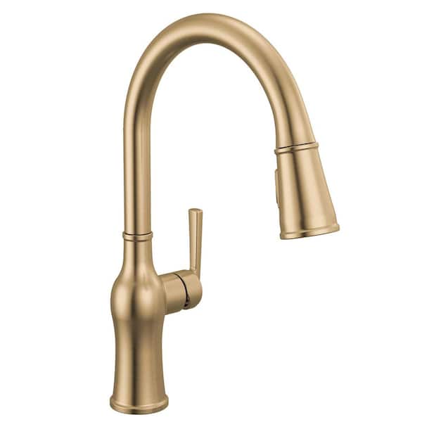Faryn Champagne Bronze Gold 16.5 in. H Pull Down Sprayer Kitchen Faucet with 360° Swivel Spout