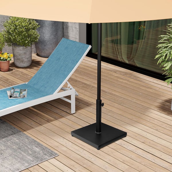 55 lbs. Square Cement Weight Patio Umbrella Base in Black With Side Knob and Adjustable Feets
