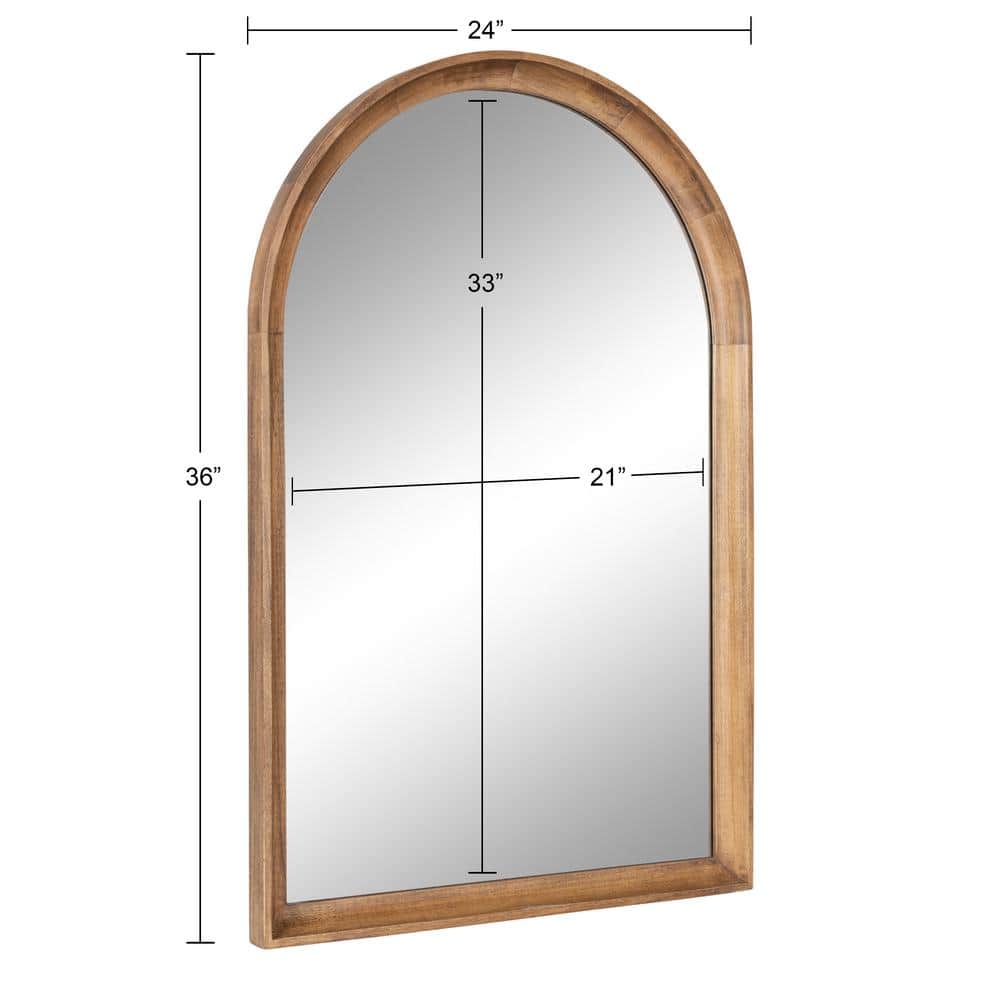 Rustic Brown Arched Wood Wall Mirror for Bathroom Vanity