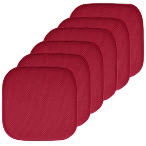 Red, Honeycomb Memory Foam Square 16 in. x 16 in. Non-Slip Back Chair Cushion (6-Pack)