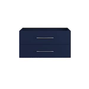 Napa 36 W x 22 D x 21-3/8 H Single Sink Bathroom Vanity Wall Mounted in Navy Blue with White Quartz Countertop