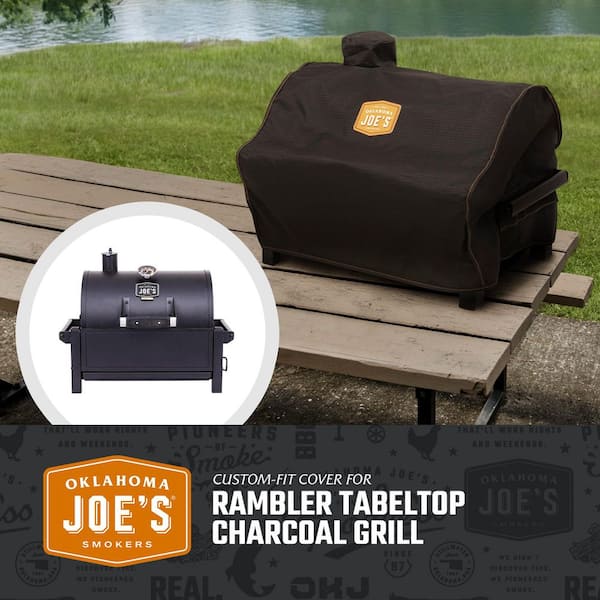 Custom-Fit Rip-Stop Rambler Portable Charcoal Grill Cover in Black