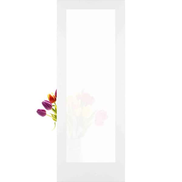 36 in x 80 in Shaker French Solid Core 1-Lite Privacy Glass Pine Wood Interior Door Slab