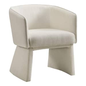 Lucas Accent Chair in Snow White Fabric with Bolted Legs