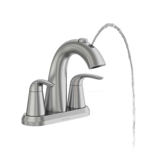 Glacier Bay Nadina 4 in. Centerset Double Handle Bathroom Fountain Faucet in Brushed Nickel