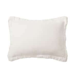 Washed Linen Cream Flange 36 in. x 20 in. King Sham