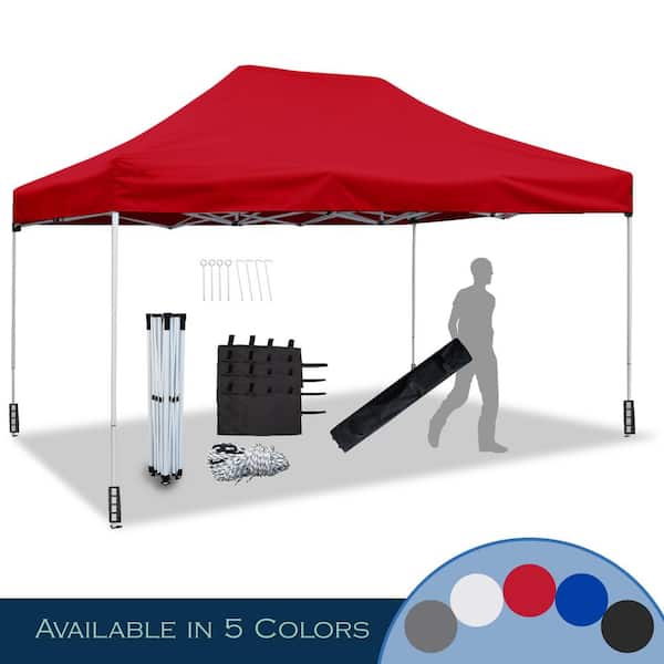 LAUREL CANYON 10 ft. L x 15 ft. L Red Commercial Instant Carport Canopy Pop-Up Tent Adjustable Legs