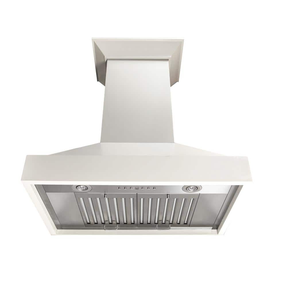 30" Cottage White Pine and Stainless Steel Wall Mount Range Hood