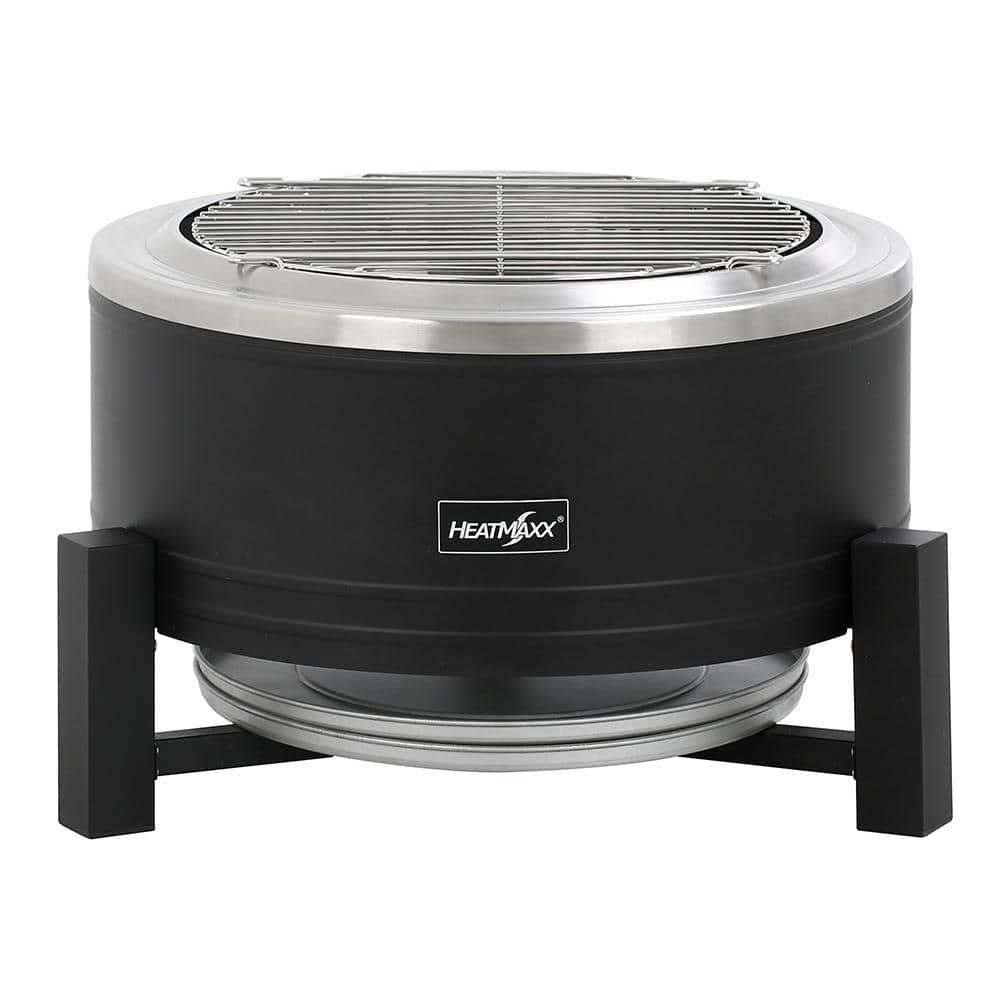 Black Circular Wood-Burning Free-Standing Fire Pit with Ash Drawer