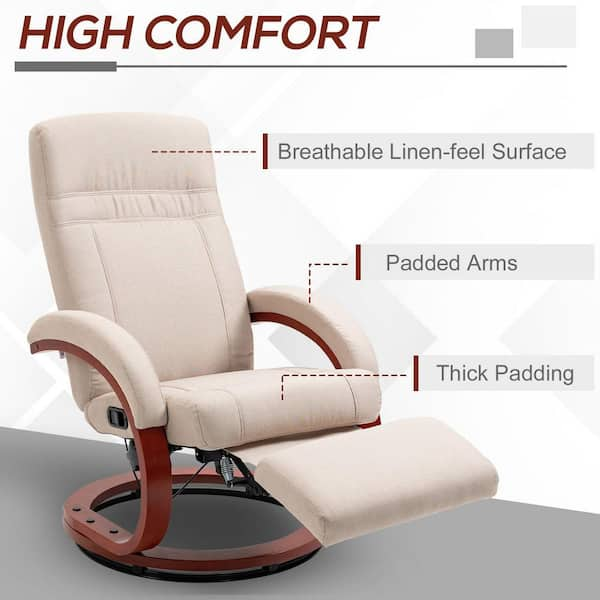 Lacoo swivel heated massage recliner with large headrest and thick  armrests, beige