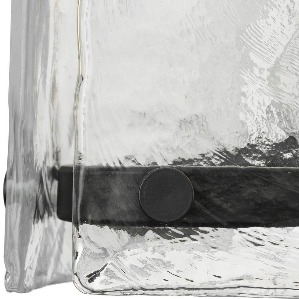 Rivera Matte Black 5-Light Linear Glass Chandelier