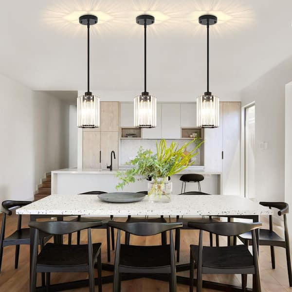 【3個】KSIHIMA PENDANT LIGHT GEM-6961 Black ZSMIHDOH 1-Light Black Modern Crystal Hexagonal Pendant Light for