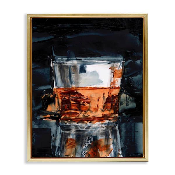 Stupell Industries Whiskey Glass Reflection by Ethan Harper Gold Floater Frame Food Graphic Art Print 21 in. x 17 in.