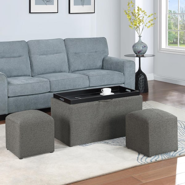 Gray ottoman with tray discount