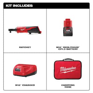 M12 12-Volt Lithium-Ion Cordless 3/8 in. Ratchet Kit with One 1.5 Ah Battery, Charger and Tool Bag