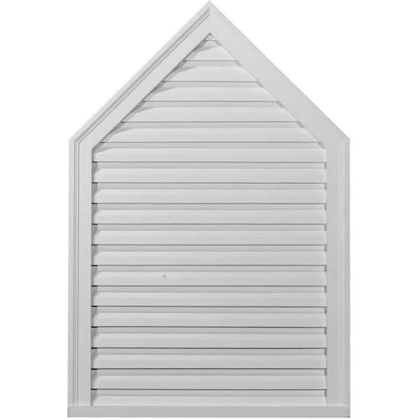 Ekena Millwork 24 in. x 30 in. Steeple Primed Polyurethane Paintable Gable Louver Vent Non-Functional