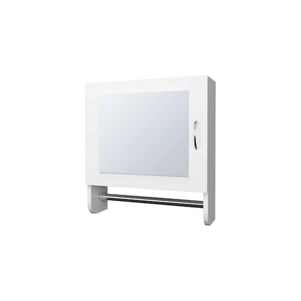 17.7 in. W x 19.7 in. H Rectangular Particle Board Surface Mount Medicine Cabinet with Mirror and Towel Bar in White