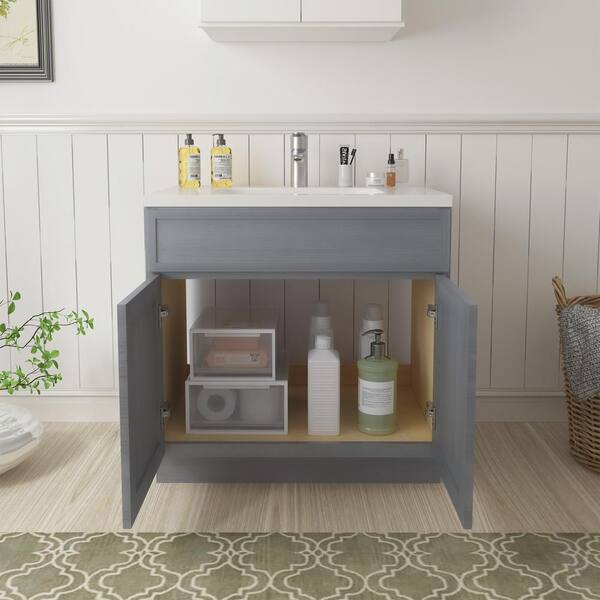Vanity Art 33 in. W x 21 in. D x 32.5 in. H 2-Doors Bath Vanity Cabinet without Top in Smoky Gray