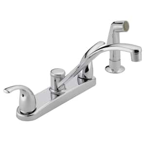 Core Double Handle Standard Kitchen Faucet with Side Sprayer in Chrome