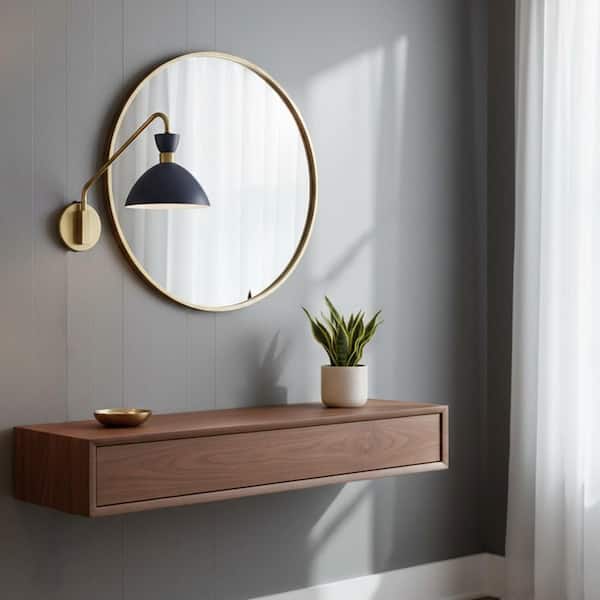 Simon 1-Light Matte Navy with Heritage Brass Accents Sconce