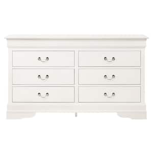 Louis Phillipe 2 6-Drawer White Dresser (33 in. x 57 in. x 16 in. )