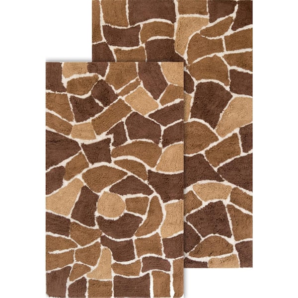 Chesapeake Merchandising Boulder 21 in. x 34 in. and 24 in. x 40 in. 2-Piece Bath Rug Set in Brown