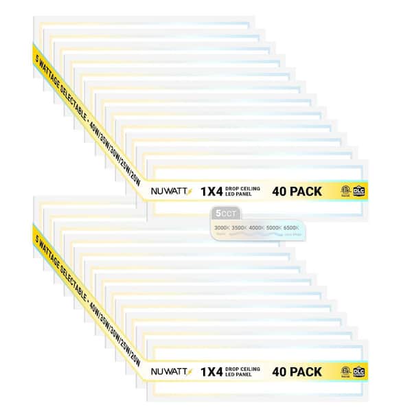 1 ft. x 4 ft. Drop Ceiling Backlit Integrated LED Panel 5CCT 30K-65K Color & Lumens Selectable Dimmable 120-277V (40PK)